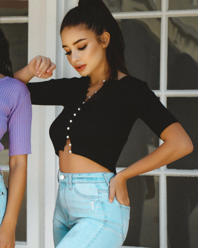 Cute As A Button Down Knit Top