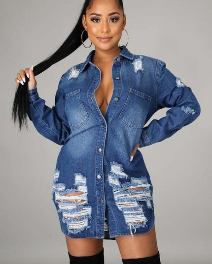 SEXY DENIM JACKET DRESS