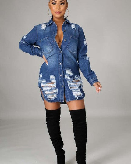 SEXY DENIM JACKET DRESS