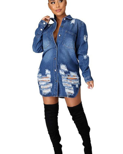 SEXY DENIM JACKET DRESS