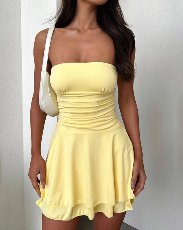 Y2K Tube-top Short Dress Summer Sexy Pleated Tight Dresses For Womens