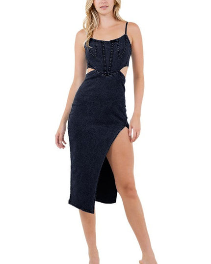 WOMEN FASHION DENIM MAXI DRESS
