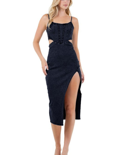 WOMEN FASHION DENIM MAXI DRESS