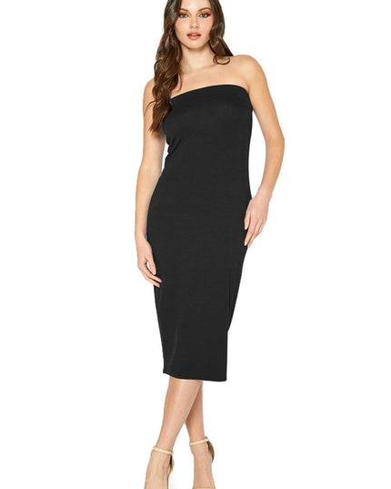 Women's Tube Top Bodycon Midi Dress