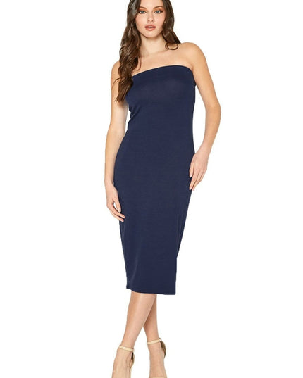 Women's Tube Top Bodycon Midi Dress