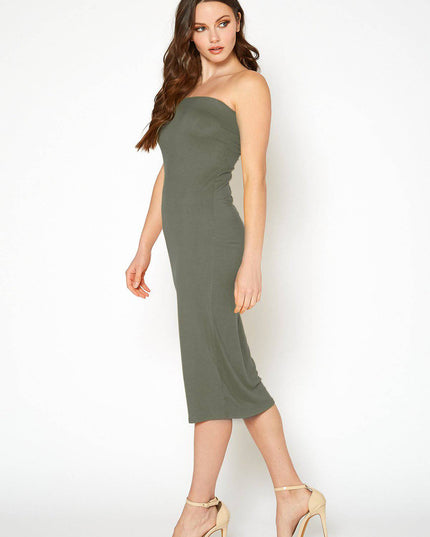 Women's Tube Top Bodycon Midi Dress