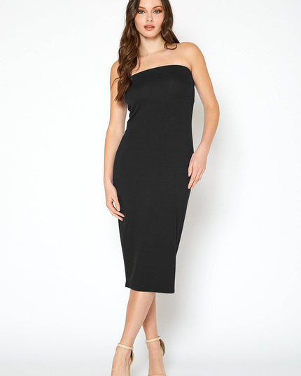 Women's Tube Top Bodycon Midi Dress