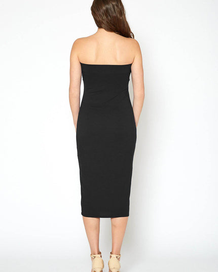 Women's Tube Top Bodycon Midi Dress