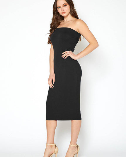 Women's Tube Top Bodycon Midi Dress