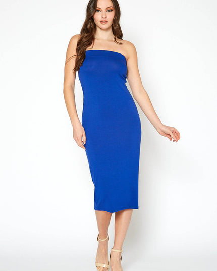 Women's Tube Top Bodycon Midi Dress