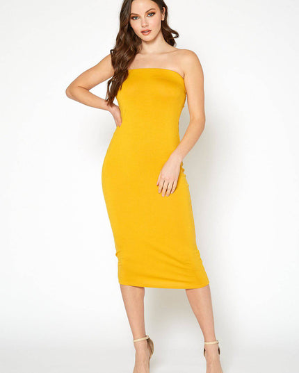 Women's Tube Top Bodycon Midi Dress