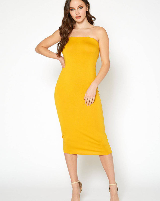 Women's Tube Top Bodycon Midi Dress
