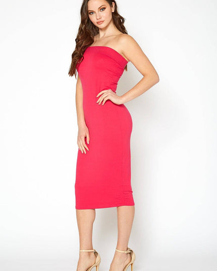 Women's Tube Top Bodycon Midi Dress