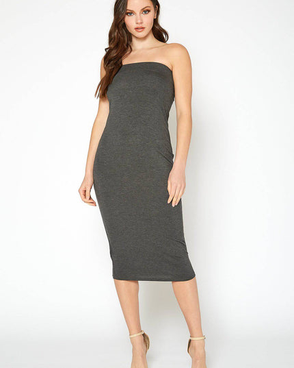 Women's Tube Top Bodycon Midi Dress