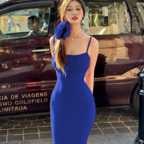 Spaghetti Strap Long Dress Women Sexy Slim Skinny Bodycon Party Club