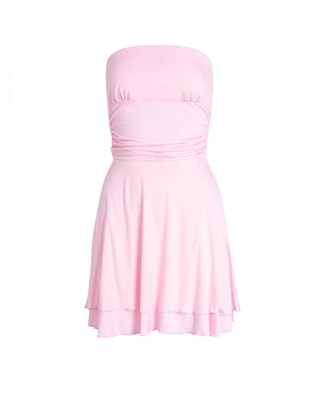 Y2K Tube-top Short Dress Summer Sexy Pleated Tight Dresses For Womens