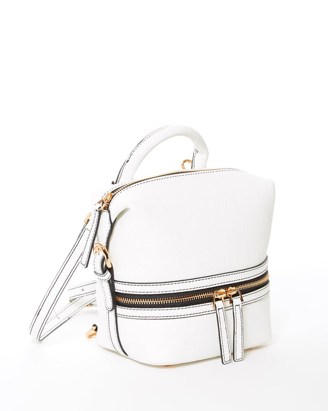 SUSU Leather Backpack for Women  White Purse Convertible Crossbody Bag