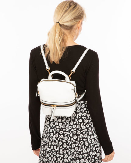 SUSU Leather Backpack for Women  White Purse Convertible Crossbody Bag