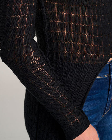 WOMEN'S LONG SLEEVE HIGH-LOW KNIT TOP