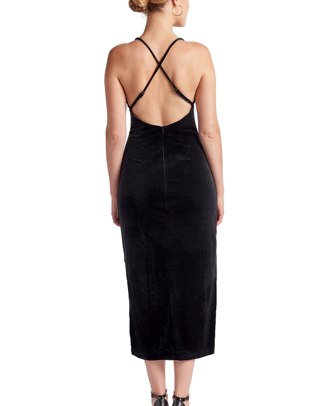 Elle Dress - Velvet slip dress with scooped back and thigh high slit