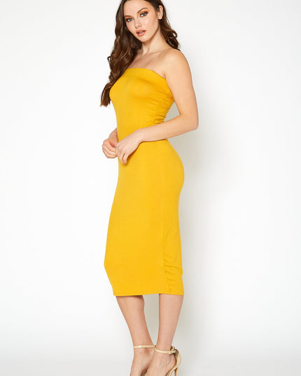 Women's Tube Top Bodycon Midi Dress