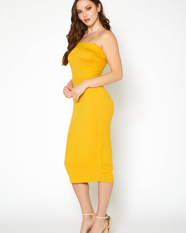 Women's Tube Top Bodycon Midi Dress