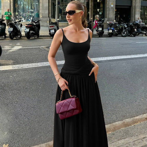 Cold Sling Dress Summer Waist Tight Slimming Elegant Maxi Dress Women