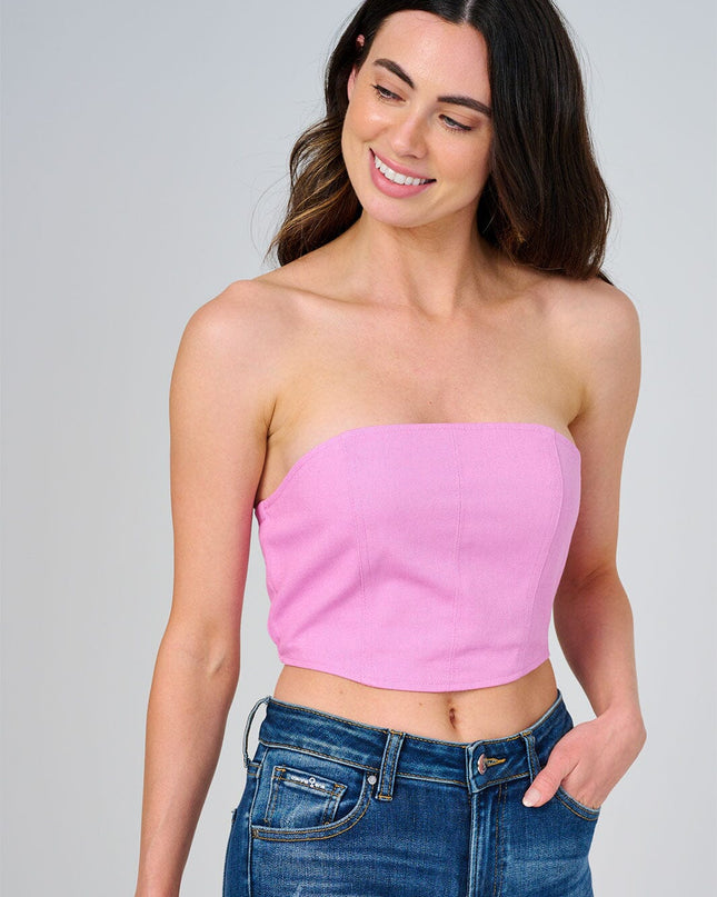 WOMEN'S SLEEVELESS ZIPPER CLOSURE DENIM CROP TOP