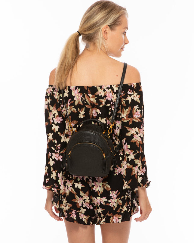 SUSU Small Black Leather Backpack Purse for Women Convertible