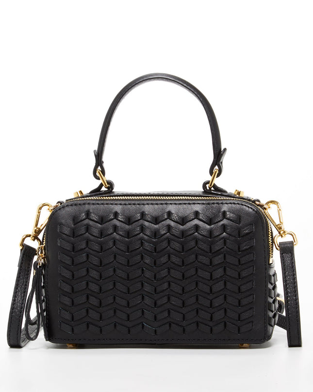 SUSU Woven Leather Crossbody Bag Black Purse Women's Handbag