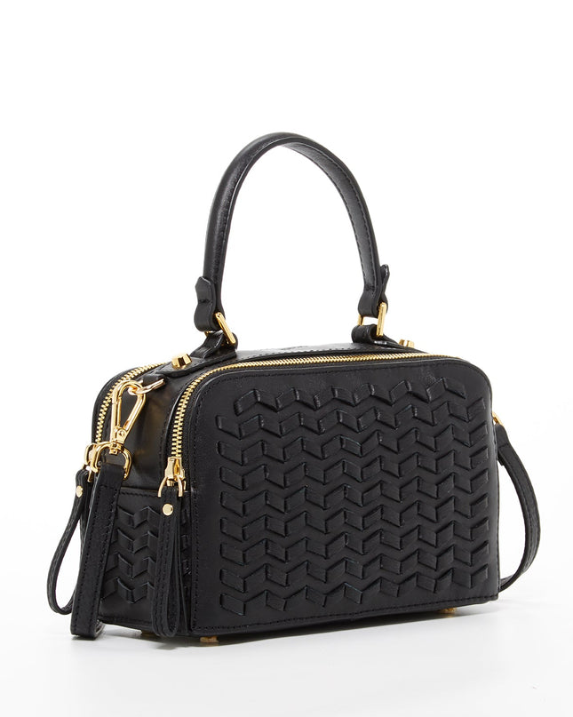 SUSU Woven Leather Crossbody Bag Black Purse Women's Handbag