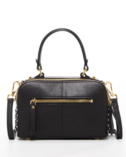 SUSU Woven Leather Crossbody Bag Black Purse Women's Handbag