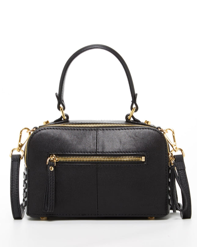 SUSU Woven Leather Crossbody Bag Black Purse Women's Handbag