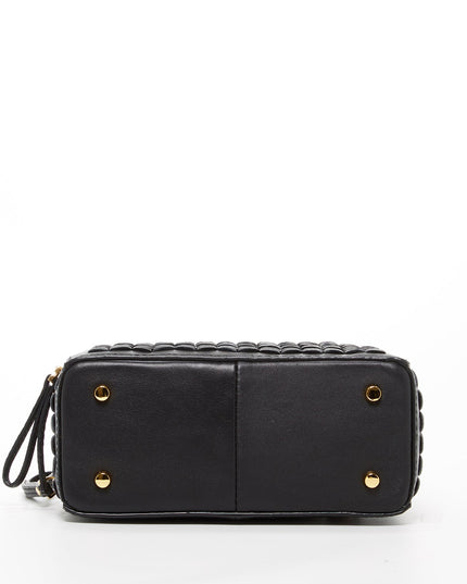 SUSU Woven Leather Crossbody Bag Black Purse Women's Handbag