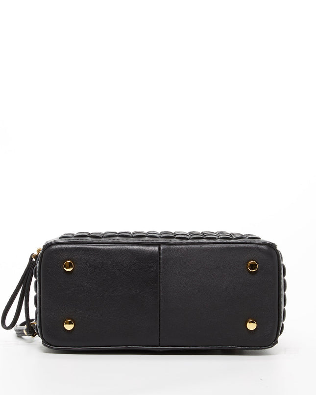 SUSU Woven Leather Crossbody Bag Black Purse Women's Handbag