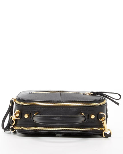 SUSU Woven Leather Crossbody Bag Black Purse Women's Handbag