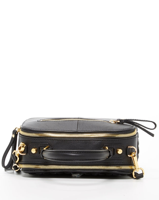 SUSU Woven Leather Crossbody Bag Black Purse Women's Handbag
