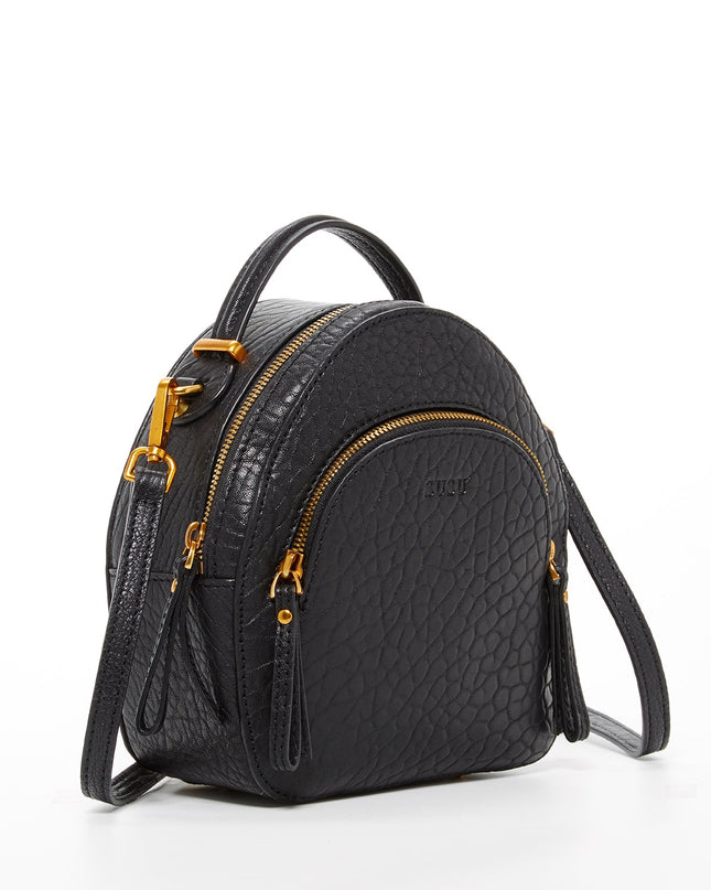 SUSU Small Black Leather Backpack Purse for Women Convertible