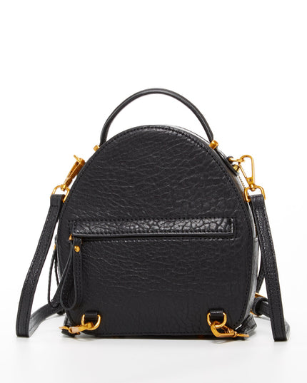 SUSU Small Black Leather Backpack Purse for Women Convertible