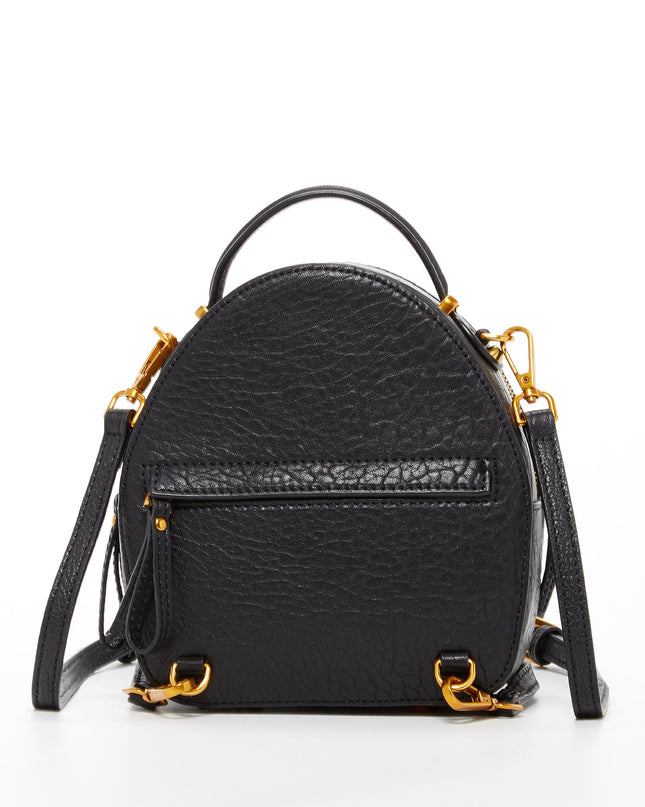 SUSU Small Black Leather Backpack Purse for Women Convertible