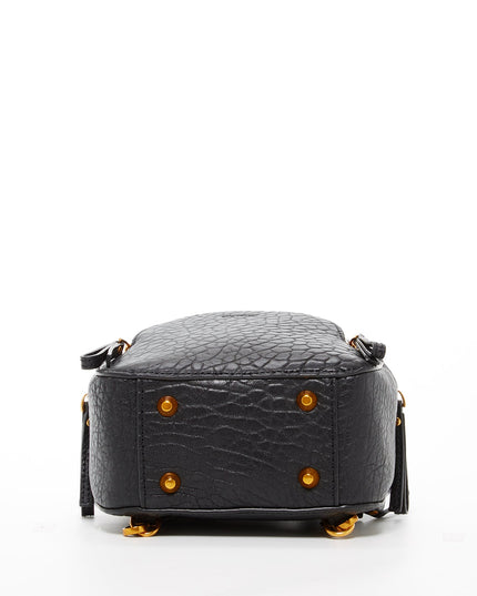 SUSU Small Black Leather Backpack Purse for Women Convertible