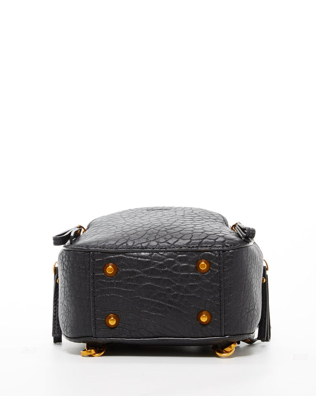 SUSU Small Black Leather Backpack Purse for Women Convertible