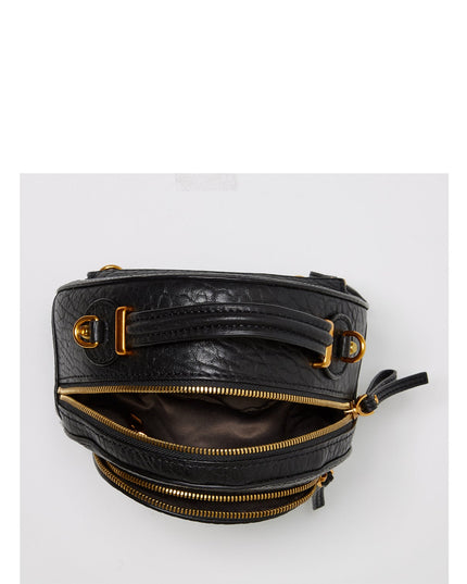 SUSU Small Black Leather Backpack Purse for Women Convertible