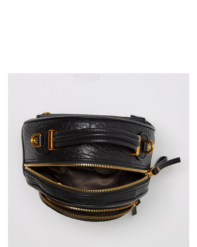 SUSU Small Black Leather Backpack Purse for Women Convertible