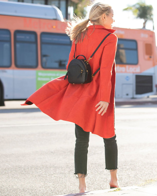 SUSU Small Black Leather Backpack Purse for Women Convertible