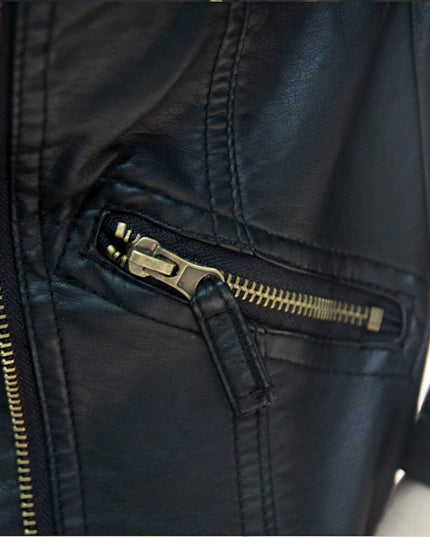 Womens Cropped Vegan Leather Jacket