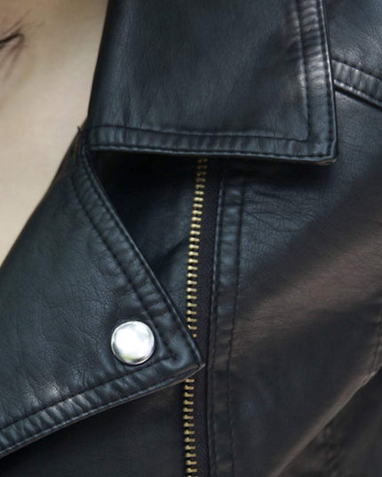 Womens Cropped Vegan Leather Jacket